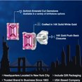thumbnail image 2 of Gem Stone King 14K White Gold Pink Moissanite Stud Basket Setting Earrings | 1.14 Cttw | Gemstone Birthstone | Octagon 6X4MM | Double Notch | Gold Earrings for Women Men, 2 of 6