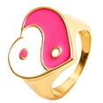 thumbnail image 2 of Anillos de corazón de amor Yinane Trendy Heart Rings Blanco y rosa, 2 of 8