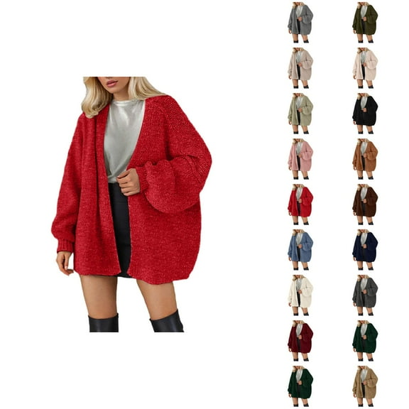 Oversized Knit Cardigans for Women Cozy Winter Women's Cardigan Sweater Lightweight Open Front Long Sleeve Fall Fashion Tops Casual Loose Fit Comfortable Soft Yarn Outerwear