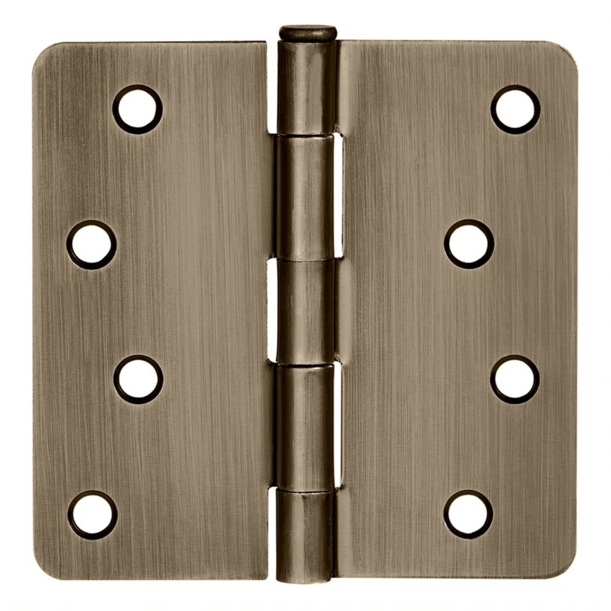 Antique Brass Steel Plain Bearing Door Hinge with Removable Pin, 4 x 4 in. 1/4 in. Radius, 3-Pack