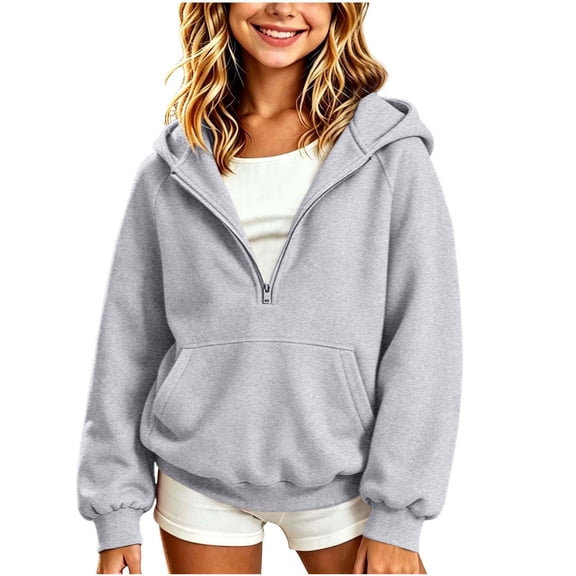lcziwo Girl Windbreaker Jacket with Hood Long Lightweight Waterproof Pockets Raincoat Button Down Zip Up Drawstring Jackets Light Blue,130