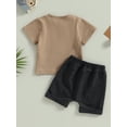 thumbnail image 4 of Bagilaanoe 2pcs Toddler Baby Boys Short Pants Set Short Sleeve Letter Print T-shirt Tops + Shorts 6M 12M 18M 24M 3T Kids Casual Summer Outfits, 4 of 9