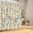 thumbnail image 3 of 72"X72" Floral Shower Curtain for Bathroom, Colorful Leaves Curtain Bathroom Decoration, Shower Curtain Set with Curtain Hooks,CherryBlossom Greenscape, 3 of 5