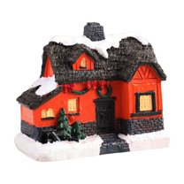 Christmas Village House Christmas Decoration, LED Lighted Christmas Village Houses Christmas Winter Snow Village Collectible Buildings Decorative Tabletop Decoration Christmas Holiday Home Decoration