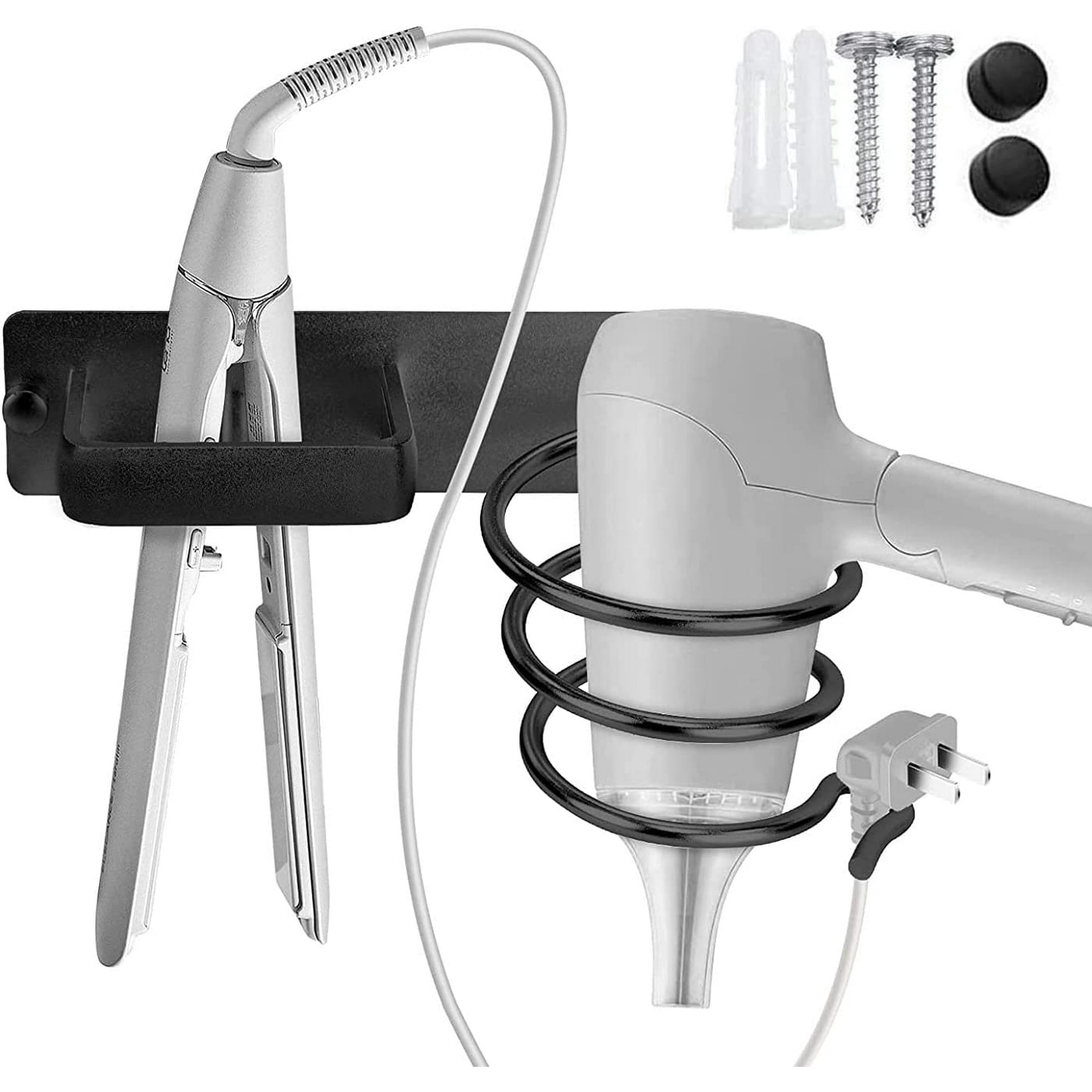 Wall Mounted Hair Dryer Holder Aluminum Hair Straightener Holder Wall Mount Hair Dryer Organizer Hair Dryer Holder for Hotel Bathroom Barber Shop Black 1pcs Walmart