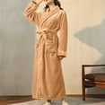 thumbnail image 2 of Long Sleeve Robes for Women Fleece House Coat Oversized Soft Women's Sleepwear Spa Womens Bathrobe Khaki, 2 of 6