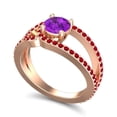 thumbnail image 2 of Bague de Mariée Ronde Améthyste & Rubis Rouge 2.50 Carats pour Dames Solide 18K Or Rose Taille 7 par Diamond-Capitals, 2 of 8