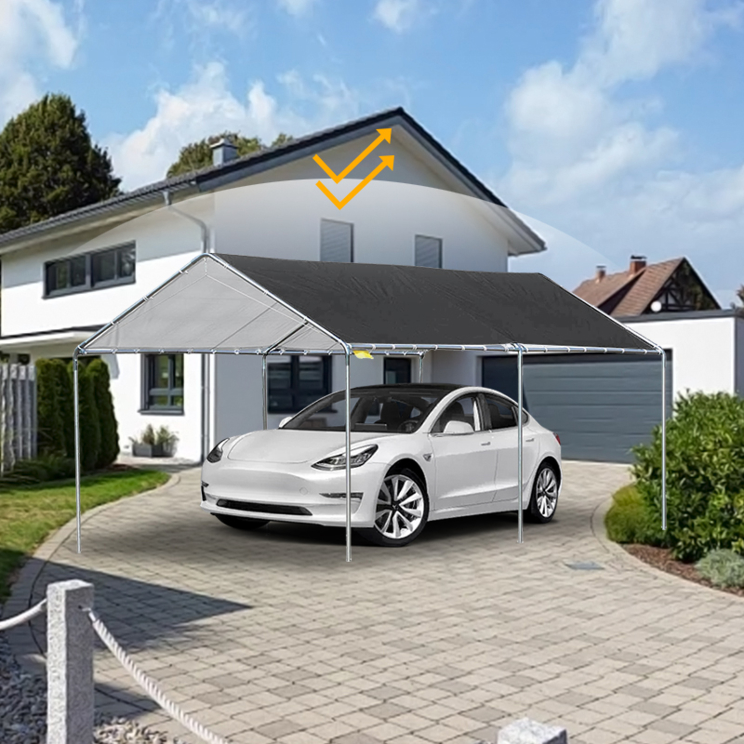 OPTUTUS 236 x 134 Inch Carport Replacement Canopy - Heavy-Duty Oxford Fabric Waterproof UV