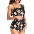 thumbnail image 1 of Star Maternity Off Shoulder One Piece Swimsuit Flounce Floral Ruffled Pregnancy Bathing Suit Flower(3XL, 1 of 3