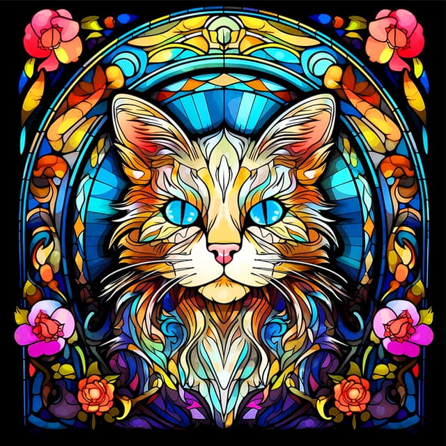 Hilo de bordar Algodón completo 11CT Estampado de manchas de vidrio Punto de cruz Gato (ACC-1550) Hugtrwg Para estrenar