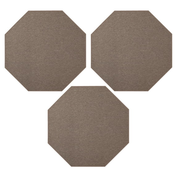 Furnish My Place Modern Indoor/Outdoor Commercial Solid Brown Rug, Modern Area Rug, Baby Nursery Mat, Pet-Friendly Carpet for Living Room, Playroom, Made in USA, 2' Octagon - Set of 3