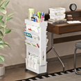 thumbnail image 2 of White Mobile 5-Tier Bookcase Cart - Rolling File Paper Storage Organizer for Home Office Study Classroom, 2 of 7