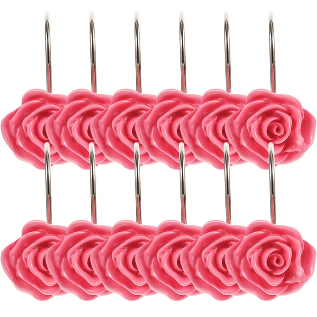 12 Pcs Crochets de Rideau de Douche Design Rose pour Salle de Bain