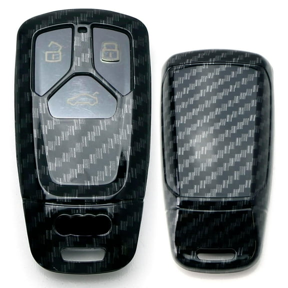 Glossy Metallic Carbon Fiber Pattern Exact Fit Key Fob Shell Cover For 2017-up Audi A4 A5 Q7, 2016-up Audi TT 3-Button Smart Key