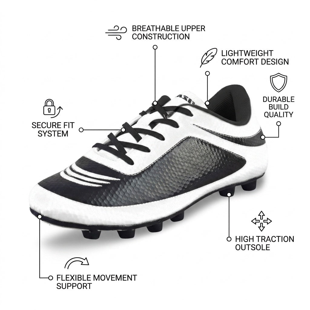 &nbsp;Vizari USA Infinity Soccer Cleats for Kids – Lightweight, Durable Youth Firm Ground Soccer Shoes for Boys and Girls - White Black, 11.5
