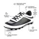 thumbnail image 2 of Botas de Fútbol Vizari USA Infinity para Niños: Calzado de Fútbol Ligero y Duradero para Terreno Firme, Tanto para Niños Como para Niñas, Color Blanco y Negro, Talla 9., 2 of 6