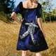 thumbnail image 5 of Vestido de gallina Barred Rock de manga corta, vestido de manga larga, vestido de invitada de boda, 5 of 7