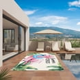 thumbnail image 2 of Summer Pink Flamingo Outdoor Rug 3x5 Ft, Non Slip Washable Area Rug, Beach Tropical Palm Leaves Patio Rugs Carpet Runner, Large Floor Mat for Indoor/Outdoor Deck Porch Camping, 2 of 8
