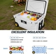 thumbnail image 4 of imerelez 65 Quart White Cooler, Ultra-Tough Hard Shell Ice Chest – Heavy-Duty Insulated Portable Cooler with 6-Day Ice Retention for Camping, Job Site, Tailgating, Beach & Fishing, 4 of 8