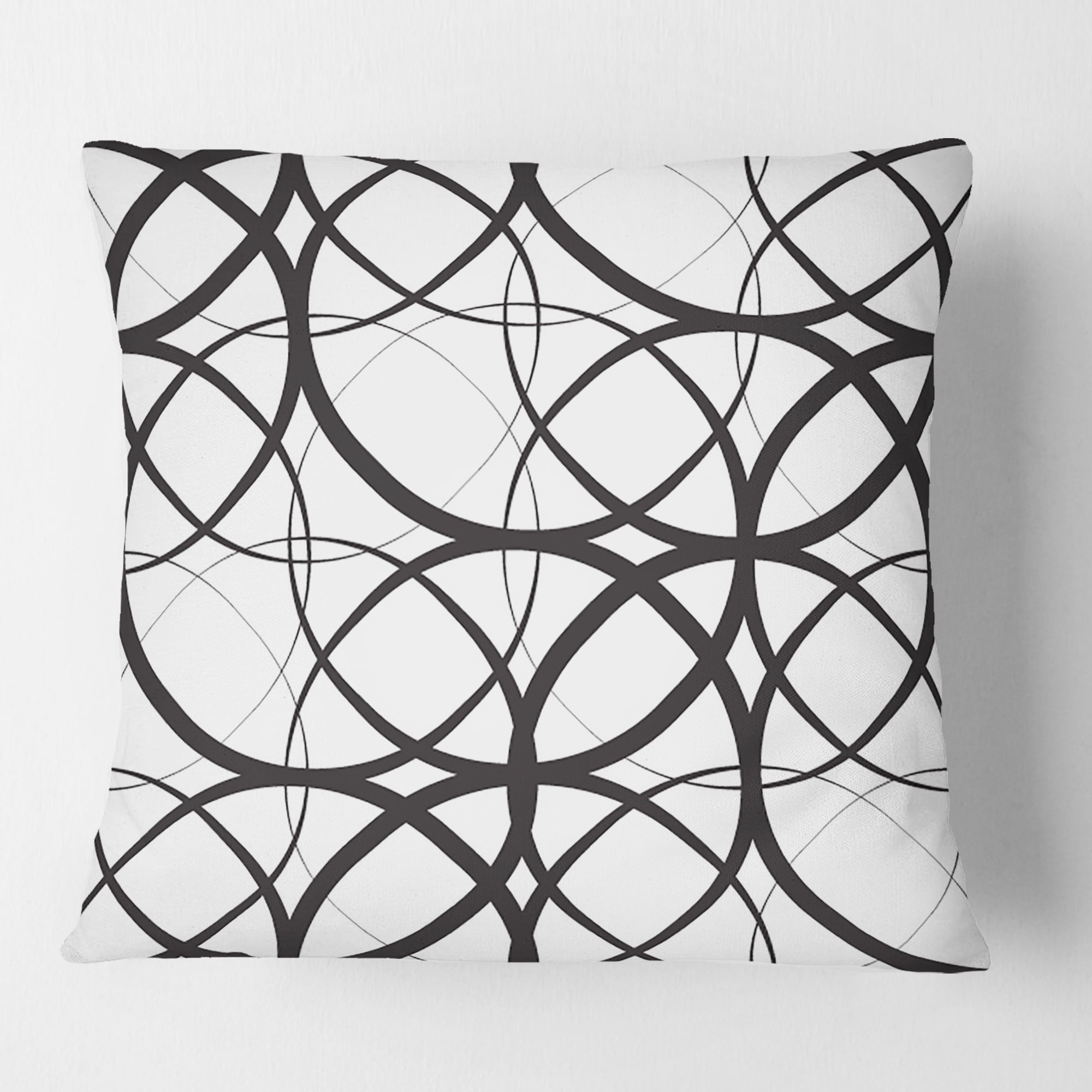 Designart Monochrome Geometric Pattern' Mid-Century Modern Throw Pillow - 16x16