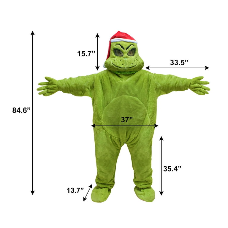 The Grinch Who Stole Christmas, The Grinch Deluxe Furry Costume, Plush, 84  Tall, One Size Fits Most 