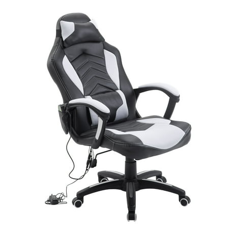 Homcom Modern Ergonomic Pu Leather Heated Vibrating Mage Office Pu Leather Heated Vibrating Mage