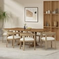 thumbnail image 2 of GDF Studio Ladieu Fabric Upholstered Wood 7 Piece Dining Set, Light Ash and Beige, 2 of 12
