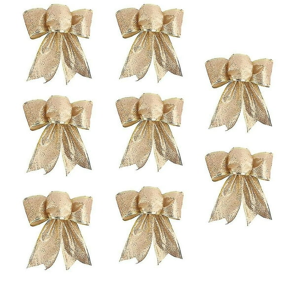 8 Pcs Glitter Christmas Wreath Bow Christmas Tree Ornaments Bows For Christmas Party Decor