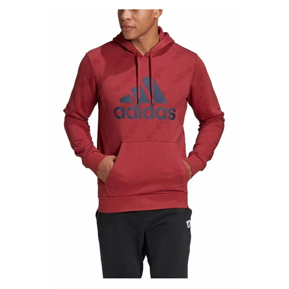 Adidas Men's Favorite Graphic Logo Pullover Hooded Sweatshirt - Red (S)