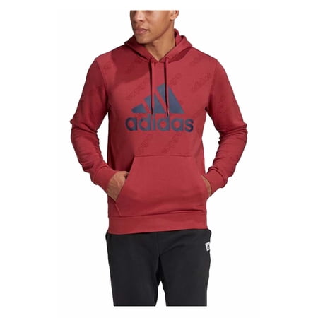 Adidas Men's Favorite Graphic Logo Pullover Hooded Sweatshirt - Red (S)