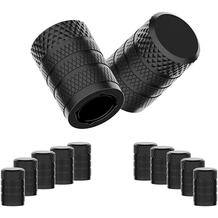 Tire Valve Stem Caps, Black, 10 pcs/Pack, Anodized Aluminum Tire Cap Set,  Corrosion Resistant, Universal Stem Covers for Cars Trucks Motorcycles SUVs  and Bikes 