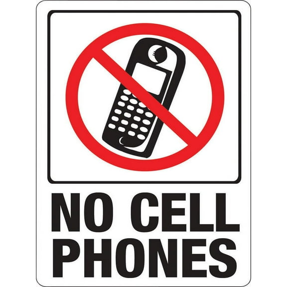 Hy-Ko Plastic No Cell Phones Sign White 9 x 12 Polystyrene