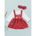 thumbnail image 2 of 3PCS Newborn Baby Girls Valentine's day Clothes Outfit, Heart Dot Print Long Sleeve Romper+Skirt+Headband, 2 of 7