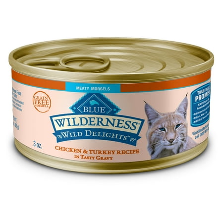 Blue Buffalo Wilderness Wild Delights Meaty Morsels Wet Cat Food, Chicken & Turkey, 3-oz.