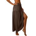 thumbnail image 7 of GUACER Womens Boho Tiered Maxi Skirt with Side Slit High Waisted Drawstring A-Line Skirt Flowy Summer Beach Swing Long Skirts, 7 of 7