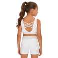 thumbnail image 4 of iixpin Kids Girls 2 Piece Gymnastics Dance Outfits Shiny Rhinestones Crop Top with Shorts Set Dancewear White 16, 4 of 5