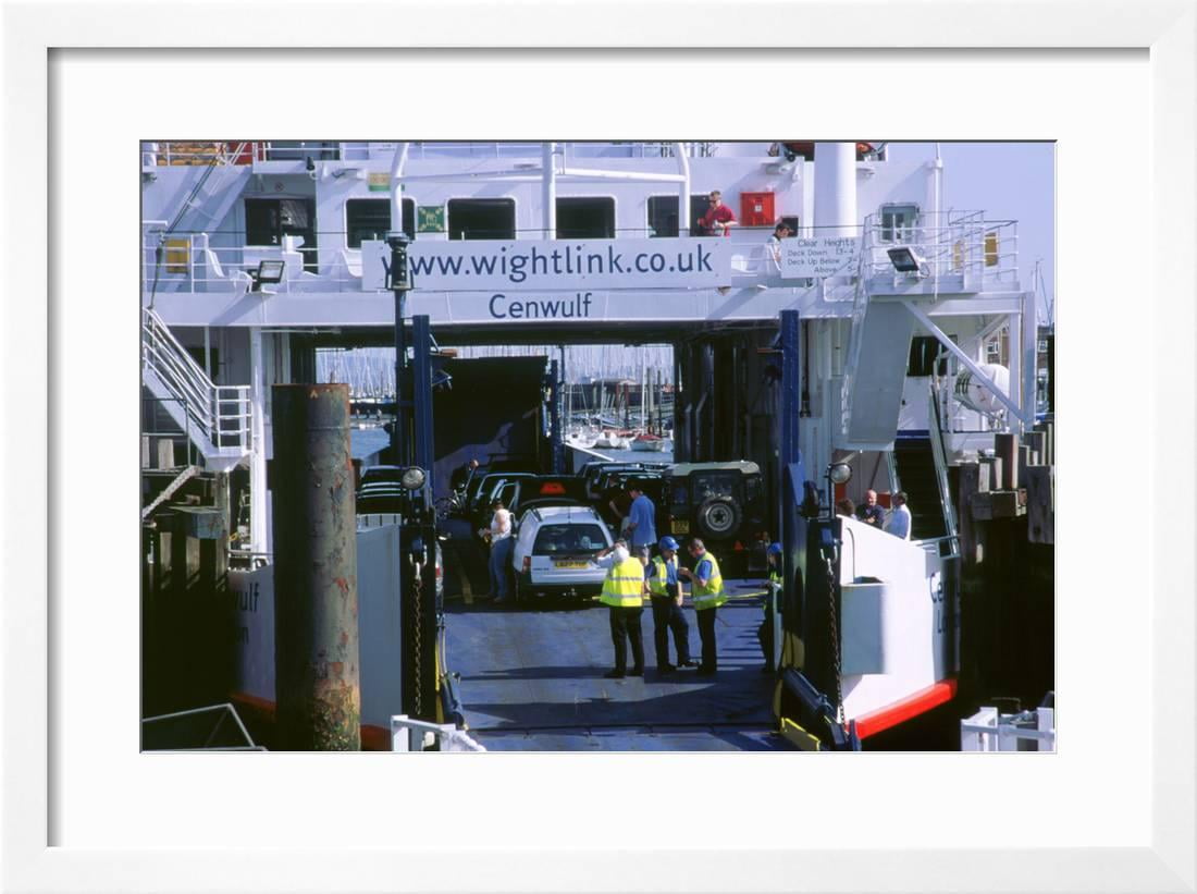 Lymington Car Ferry Bound For Yarmouth Isle Of Wight 2000 Framed Print Wall Art