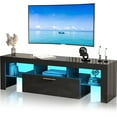 thumbnail image 2 of Black TV Stand for 55 inch TV, Modern High Glossy Television Table Stands TV Cabinet Console Table with 16 Colors LED Lights, TV Buffet Cabinet with Storage, Living Room Entertainment Center, 2 of 12