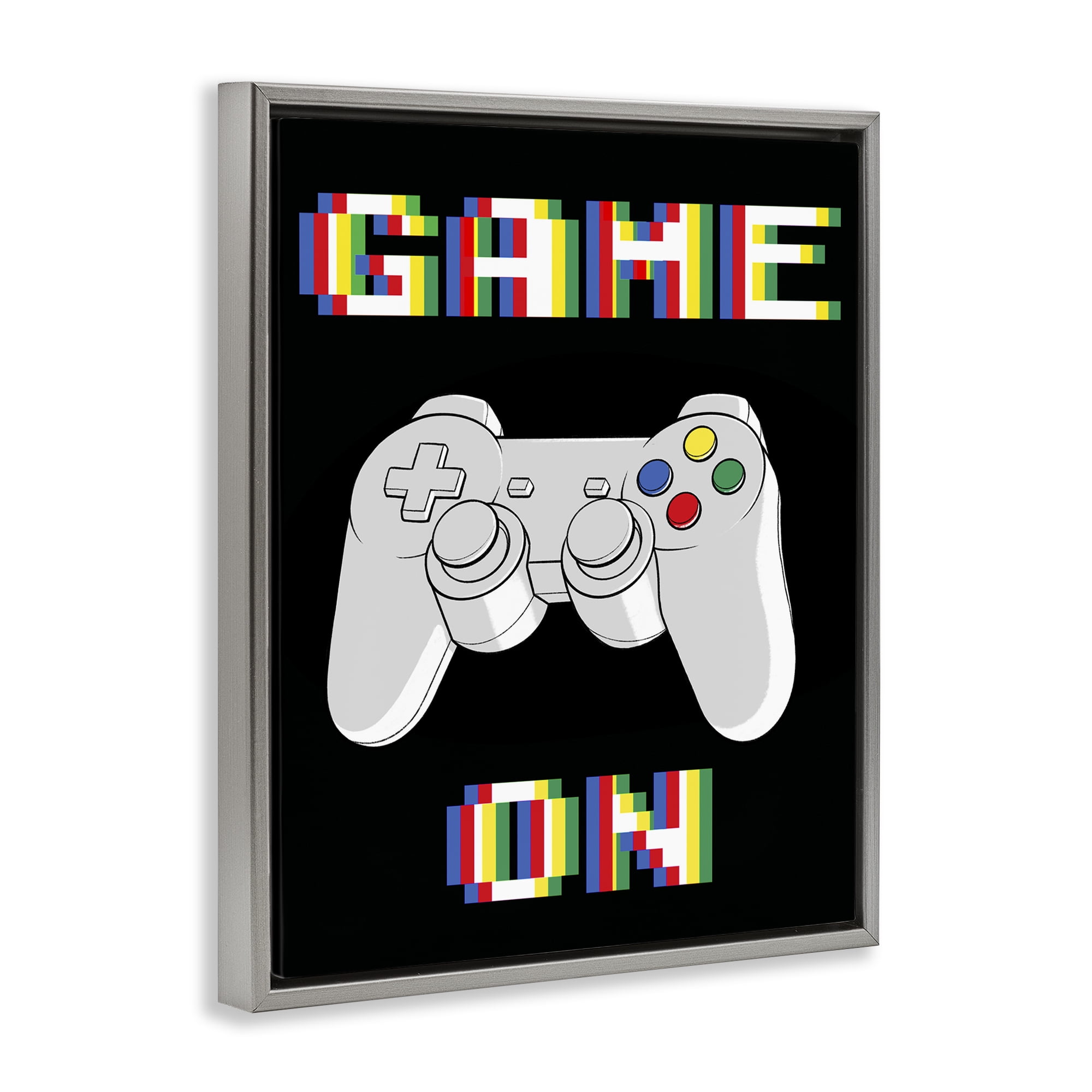 Stupell Industries Colorful Digital Game On Gray Framed Floater Canvas Wall Art, design by Marcus Prime