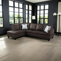 Hommoo Modern Sectional Sofa, 3-Piece Living Room Sofa Set, Espresso(Without Ottoman)