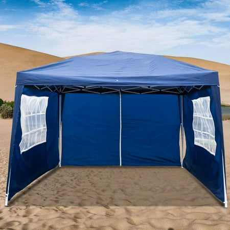UBesGoo 10 x 10 ft Heavy Duty Ez Pop Up Gazebo Canopy Tent 4 Removable Sidewalls (Blue)