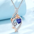 thumbnail image 5 of Taioiat Double Birthstone Necklaces for Women 18K Gold Plated Birthstone Rose Flower Jewelry Anniversary Valentines Day Mother's Day Birthday Gifts for Her Wife Girlfriend Mom, 5 of 7