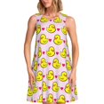 thumbnail image 1 of Balery Ducks And Pink Heart Vestidos de verano para mujer con estampado: vestido holgado sin mangas, vestido playero informal y cómodo para días calurosos., 1 of 7