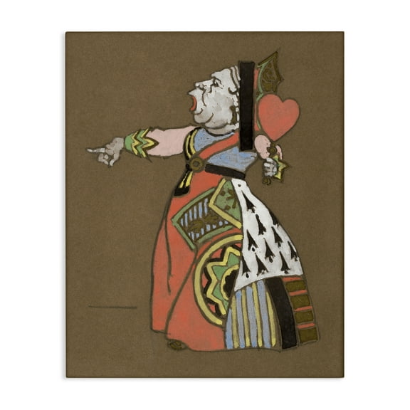 Stupell Industries Antique Queen of Hearts Entertainment Painting Wrapped Canvas Art Print Wall Art, 16 x 20