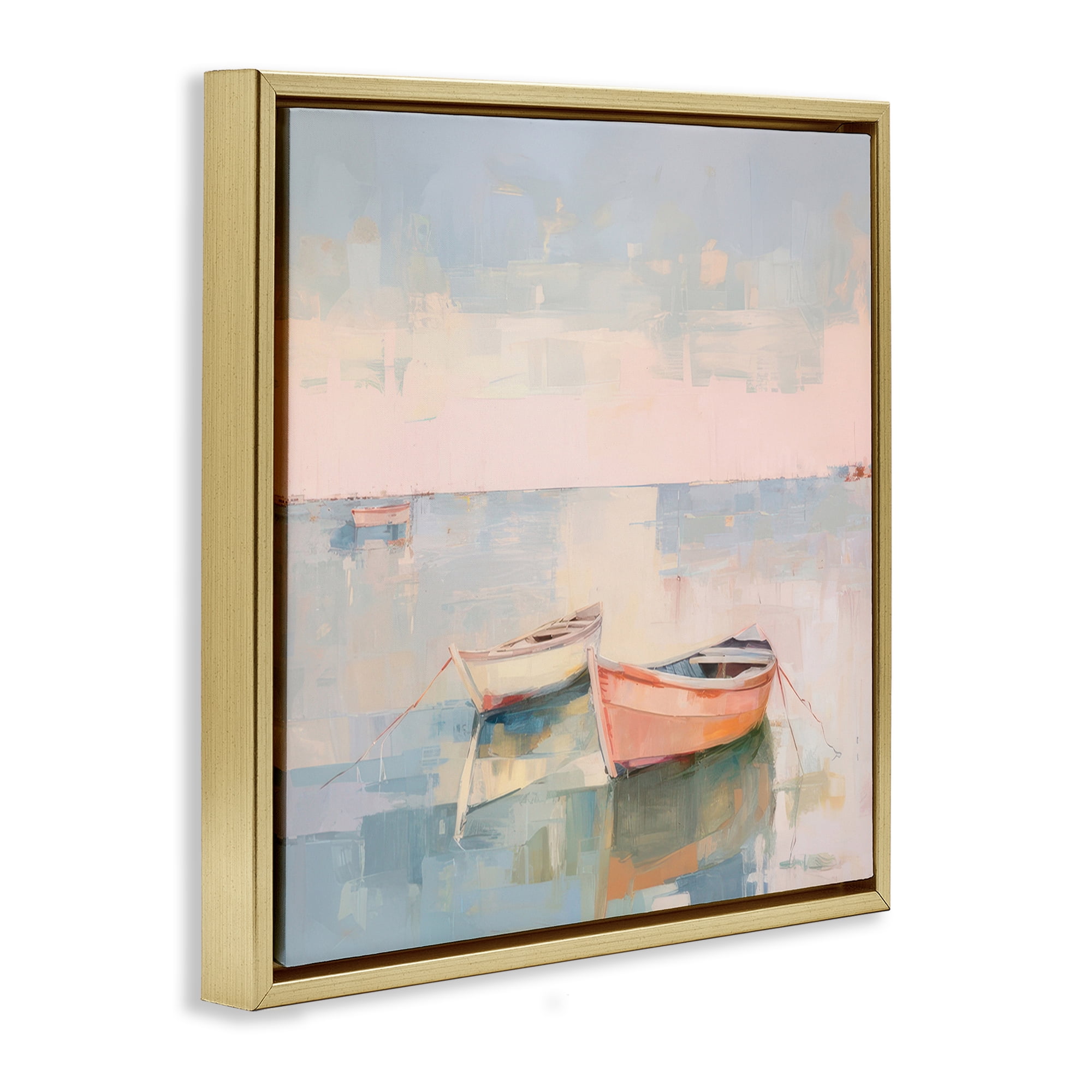 Stupell Industries Coastal Breeze Sailing Nautical & Beach Painting Gold Floater Framed Canvas Art Print Wall Art, 25 x 25