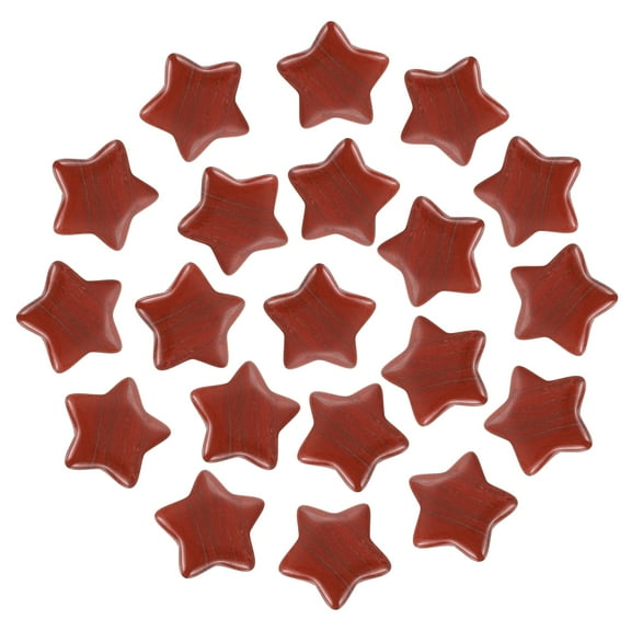 Uxcell 20 Pcs Natural Star Crystal Stone, 0.8 Inch Polished Star Gemstone Crystal Bulk, Pocket Rock Worry Stones for Women Gifts Meditation, Red Jasper