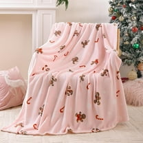 Pink Gingerbread Throw Blanket for Couch, Soft Cute Fuzzy Fruit Fleece Blankets, Room Home Decor Gifts for Women Girls, 50x60 Inches
