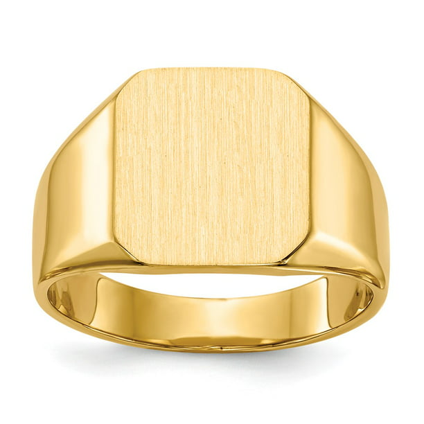 AA Jewels - Solid 14k Yellow Gold Men's Engravable Signet Ring (15.5mm ...