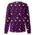 thumbnail image 4 of Valentine Day Scrubs for Women Single Breasted Short Sleeve Quick Dry Scrub Tops V Neck Love Heart Print Nursing Medical Scrubs with Pockets Purple 3XL, 4 of 5