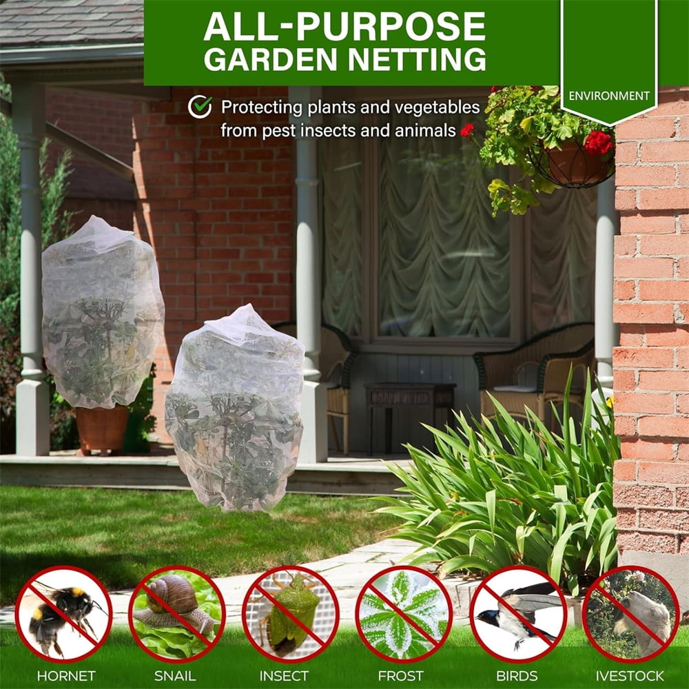 6 Pcs Garden Plants Protection Netting Cover Bags,Garden Bird Barrier Mesh Covers Bag to Prevent Fruits and Vegetable from Squirrel,Bird and Cicadas,Insect Netting Bag,3.3 Ft